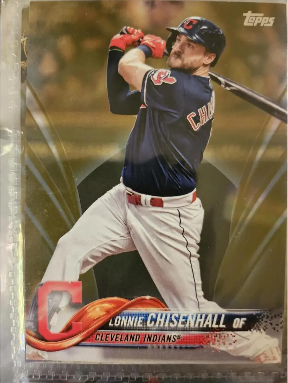 2018 Topps GOLD insert - Lonnie Chisenhall - No.1254/2018  #194 - Indians -Mint